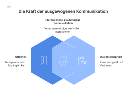 Diagramm einer Kommunikationsstrategie mit einer zentralen Plattform, den Akteuren Autor, Partner und Community und deren gegenseitigem Mehrwert.