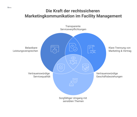 Diagramm mit drei Säulen für rechtssichere Marketingkommunikation, die von einem schützenden Governance-Rahmen als steuernde Instanz umgeben sind.